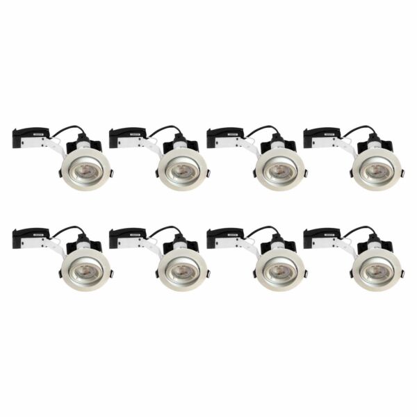 Set of 8 Downlights - Gloss White Tilt Recessed Ceiling Downlights