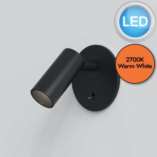 Astro Lighting - Micro - 1407007 - LED Black Frosted Reading Wall Light