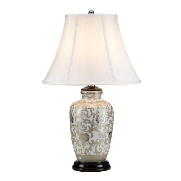 Elstead Lighting - Thistle - SILVERTHISTLE-TL - White Silver Ceramic Table Lamp With Shade