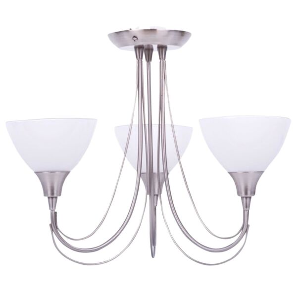 Brushed Chrome & Opal Glass 3 Light Semi Flushes