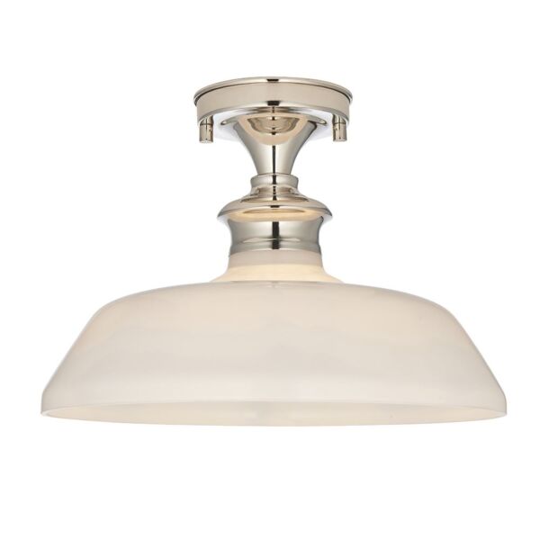 Endon Lighting - Barford - 96183 - Nickel Opal Glass Flush Ceiling Light