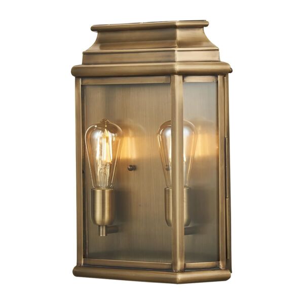 Elstead Lighting - St Martins - ST-MARTINS-L-BR - Aged Brass Clear Glass 2 Light IP44 Outdoor Half Lantern Wall Light