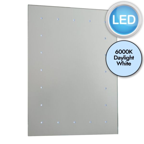 Saxby Lighting - Toba - 51898 - LED Mirrored Glass White 20 Light IP44 Bathroom Battery Operated Mirror