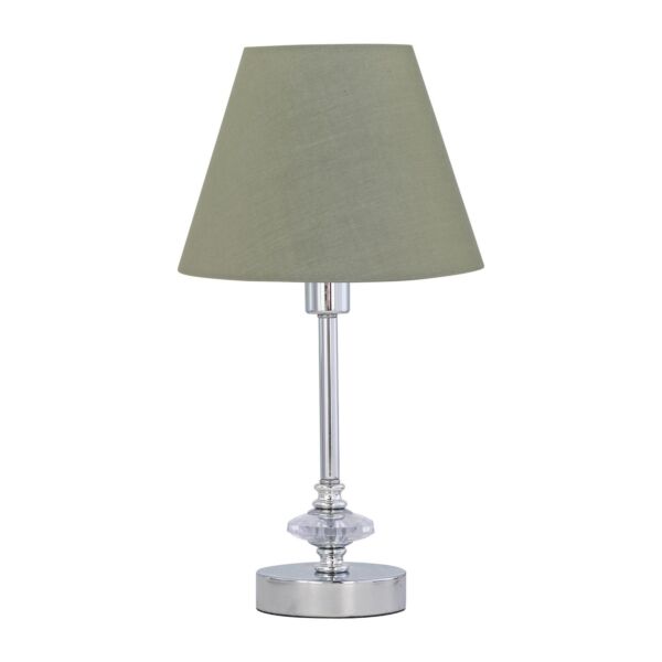 Chrome Jewelled Table Lamp with Sage Green Shade