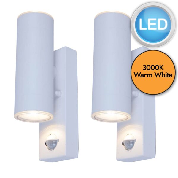 Set of 2 Grange - White LED Outdoor Up Down Motion Sensor Wall Lights