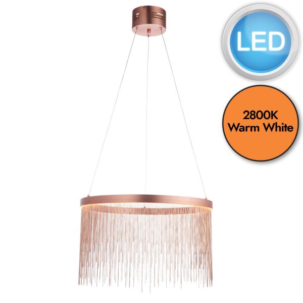 Endon Lighting - Zelma - 92178 - LED Brushed Copper Ceiling Pendant Light