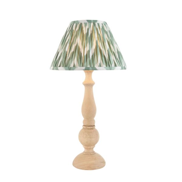 Endon Lighting - Hidcote & Zigzag 30cm - 114753 - Natural Wood Aged Brass Green Table Lamp With Shade