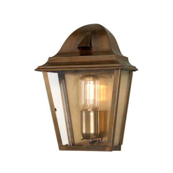 Elstead Lighting - St James - ST-JAMES-BRASS - Solid Brass Clear Glass IP44 Outdoor Half Lantern Wall Light