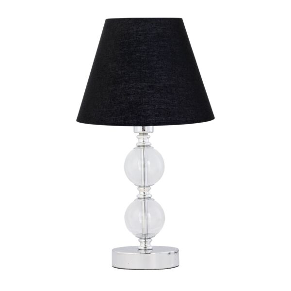 Chrome Two Ball Table Lamp with Black Shade