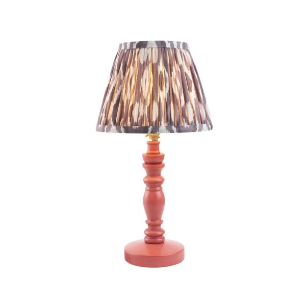 Endon Lighting - Bibury & Ikat 20cm - 114274 - Pink Aged Brass Grey Table Lamp With Shade