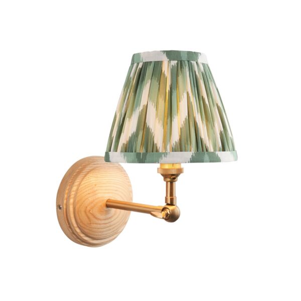 Endon Lighting - Wood Wing & Zigzag 16cm - 115846 - Ash Wood Green Wall Light