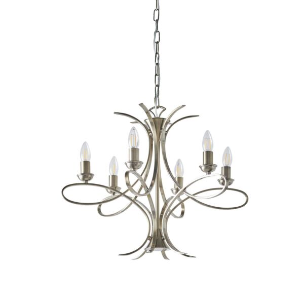 Interiors 1900 - Penn - CA7P6BB - Brushed Brass 6 Light Chandelier