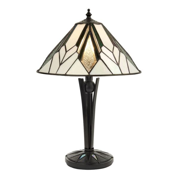 Interiors 1900 - Astoria - 70365 - Black With Glass Inserts Tiffany Table Lamp