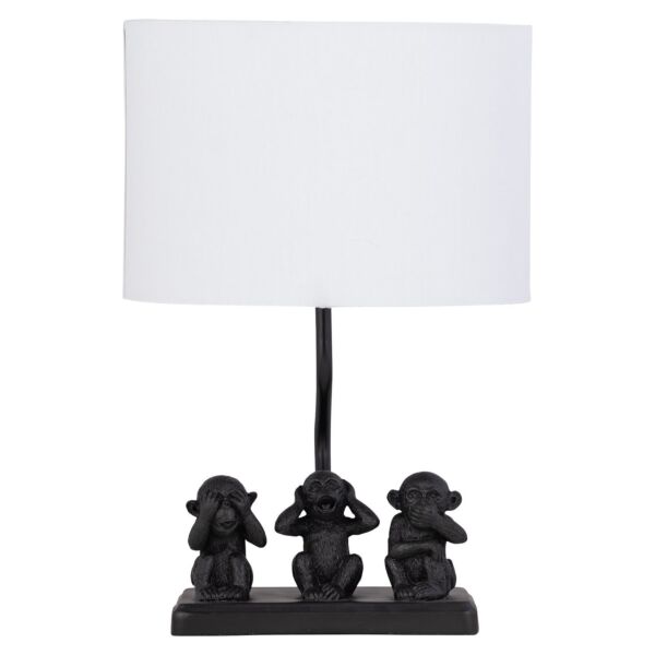 Cheeky - Three Monkeys Table Lamp With White Fabric Shade