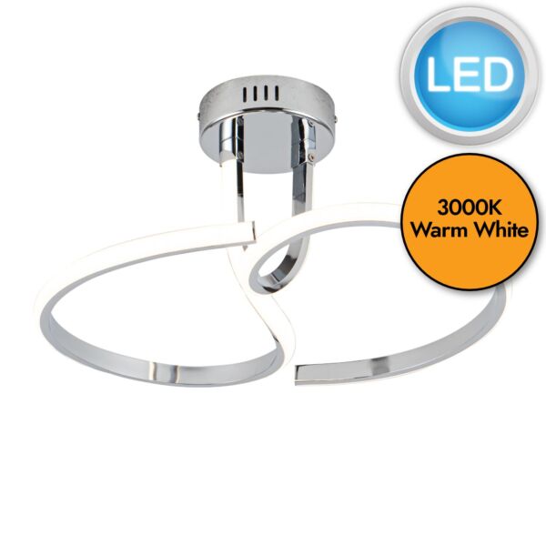 Polished Chrome LED Curve Flush Ceiling Light