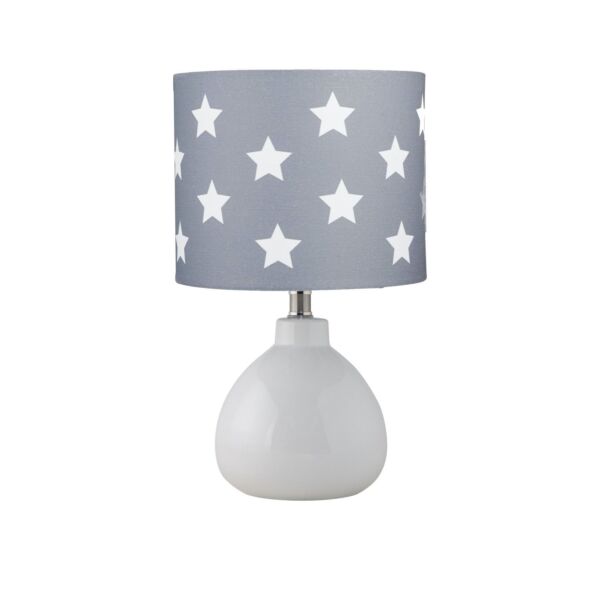 Tuscan - White Ceramic Lamp with Grey & White Stars Shade