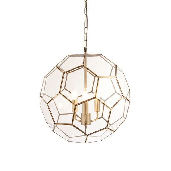 Endon Lighting - Miele - 73560 - Antique Brass Clear Glass 3 Light Ceiling Pendant Light