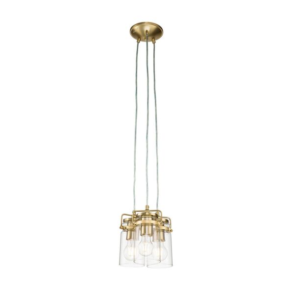 Kichler Lighting - Brinley - KL-BRINLEY3-BB - Brushed Brass Clear Glass 3 Light Ceiling Pendant Light