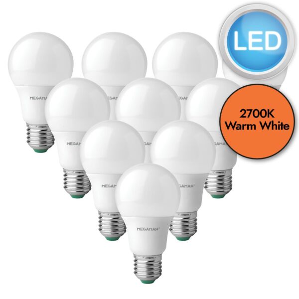 10 x 8.6W LED E27 Light Bulbs - Warm White