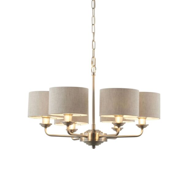 Endon Lighting - Highclere - 99151 - Brushed Chrome Natural 6 Light Ceiling Pendant Light