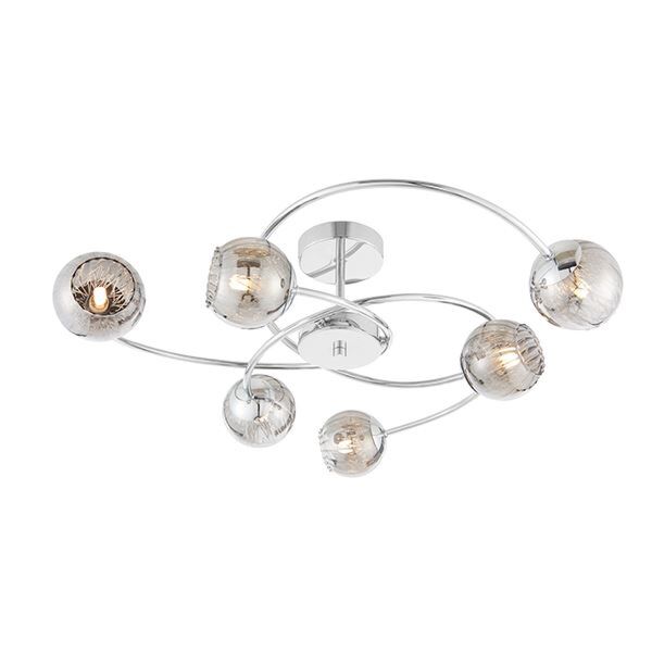 Endon Lighting - Aerith - 73582 - Chrome Smoked Glass 6 Light Flush Ceiling Light