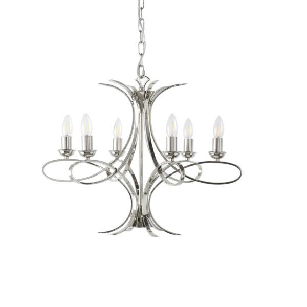 Interiors 1900 - Penn - CA7P6N - Nickel 6 Light Chandelier