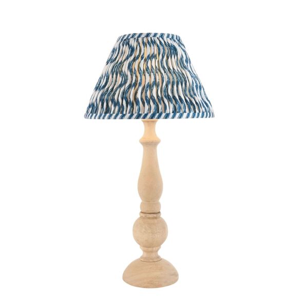 Endon Lighting - Hidcote & Ripple 30cm - 114744 - Natural Wood Aged Brass Blue Table Lamp With Shade