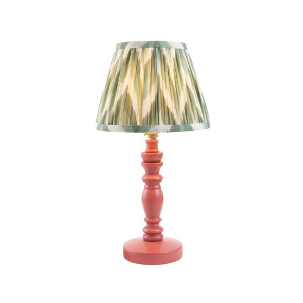 Endon Lighting - Bibury & Zigzag 20cm - 114272 - Pink Aged Brass Green Table Lamp With Shade