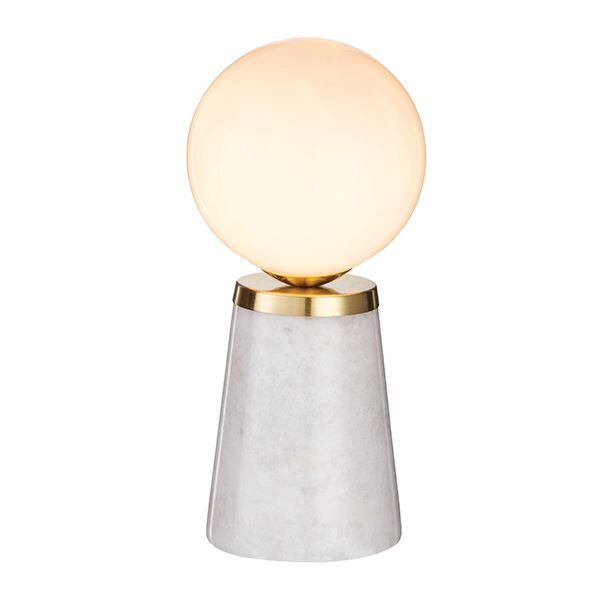 Endon Lighting - Otto - 75968 - Satin Brass Grey Marble Opal Glass Table Lamp