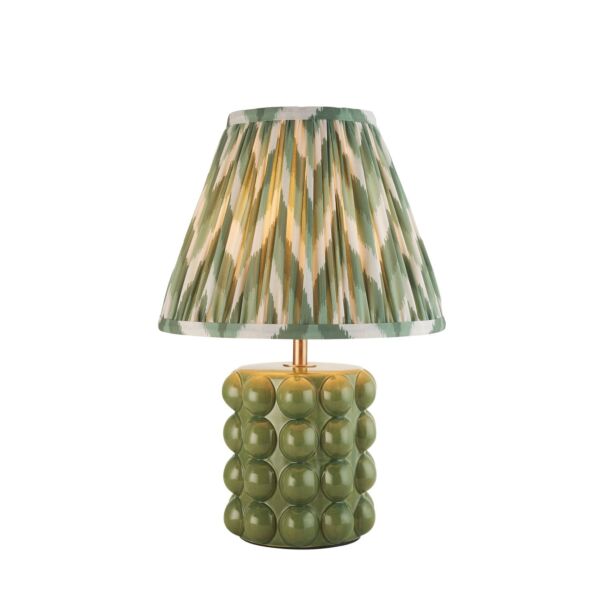 Endon Lighting - Bobble & Zigzag 25cm - 116297 - Olive Green Aged Brass Ceramic Table Lamp With Shade