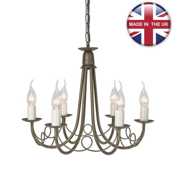 Elstead - Minster MN6-BLK-GOLD Chandelier