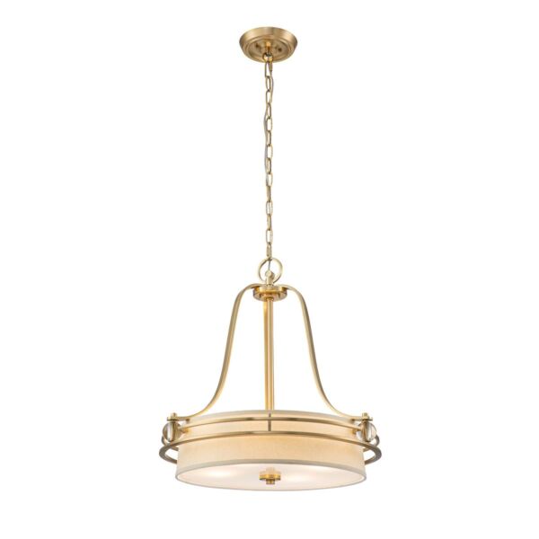 Quoizel Lighting - Gotham - QZ-GOTHAM-P-BB - Brushed Brass Clear Glass Cream 4 Light Ceiling Pendant Light