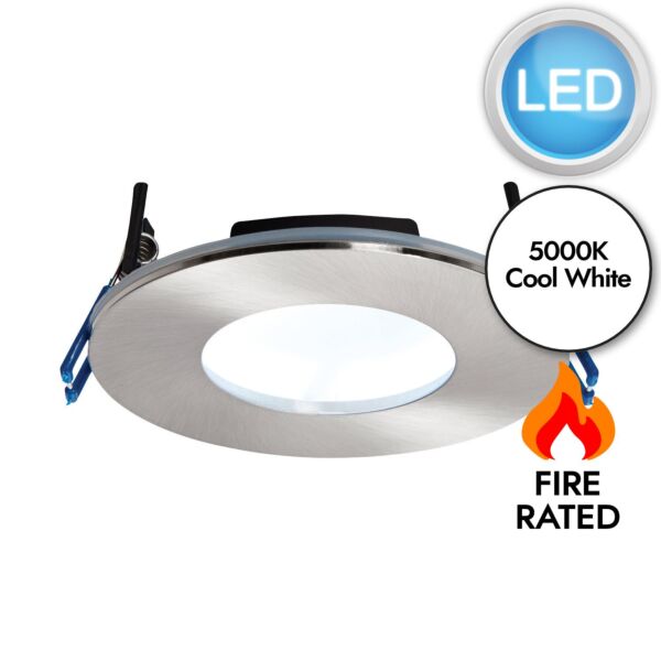 Saxby Lighting - OrbitalPLUS - 69884 - LED Satin Nickel IP65 5000k Bathroom Recessed Fire Rated Ceiling Downlight