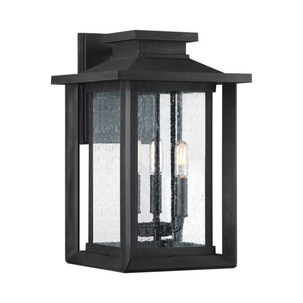 Quoizel Lighting - Wakefield - QZ-WAKEFIELD-L-TBK - Black Clear Seeded Glass 3 Light IP44 Outdoor Wall Light