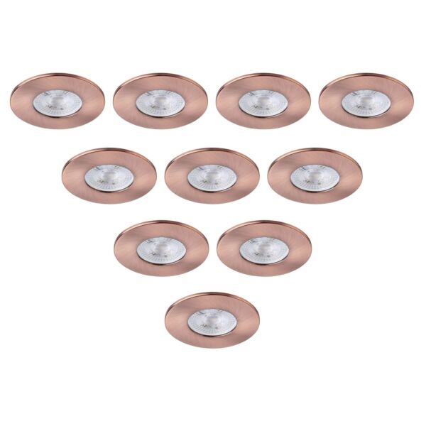Saxby Lighting - Set of 10 Saxby ShieldONE 65 - 113281 & 113319 - Copper Fixed Recessed Fire Rated Ceiling Downlights