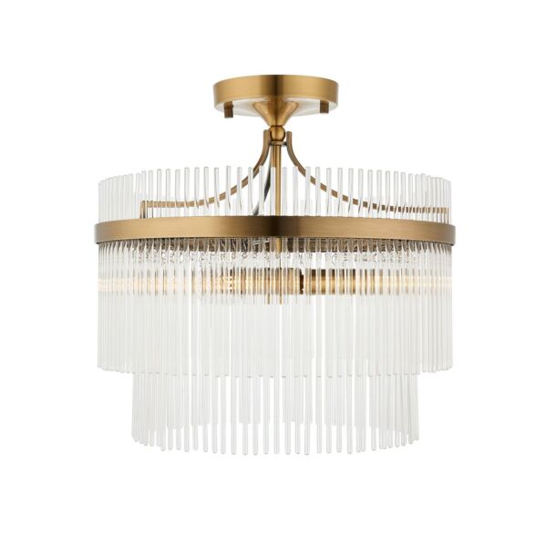 Endon Lighting - Marietta - 112575 - Antique Brass Clear Glass 3 Light Flush Ceiling Light