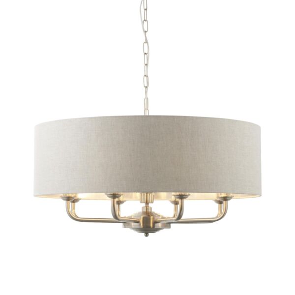 Endon Lighting - Highclere - 99152 - Brushed Chrome Natural 8 Light Ceiling Pendant Light