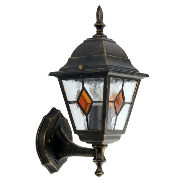 Morecambe - Black with Brushed Gold IP44 Outdoor Wall Light