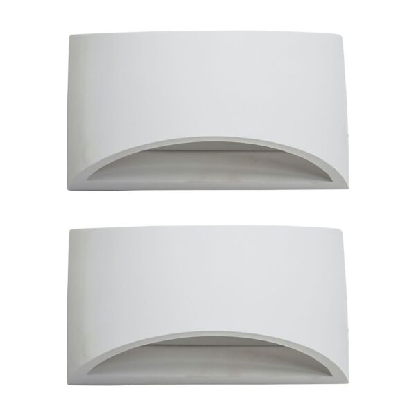 Set of 2 Marmo - White G9 Plaster Wall Lights