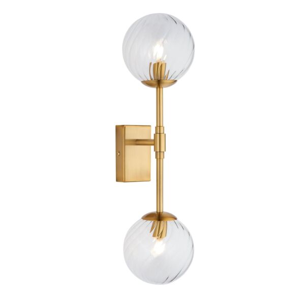 Lubo - Aged Brass Clear Glass 2 Light Wall Light