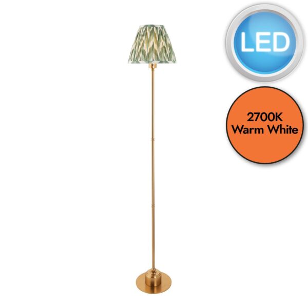 Endon Lighting - Burley Rechargeable & Zigzag 25cm - 114767 - LED Aged Brass Green Touch Floor Lamp