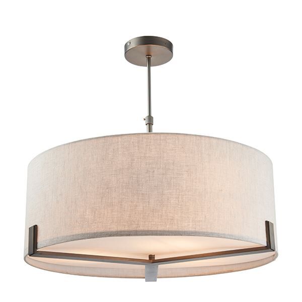 Endon Lighting - Hayfield - 72635 - Brushed Bronze Natural 3 Light Ceiling Pendant Light