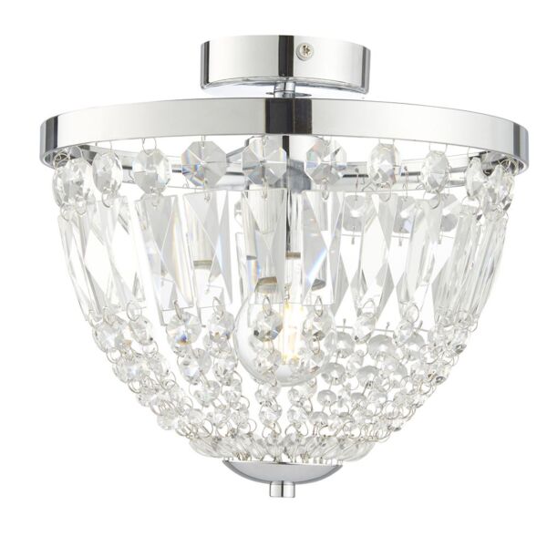 Endon Lighting - Iona - 96005 - Chrome Clear Crystal Glass IP44 Bathroom Ceiling Flush Light