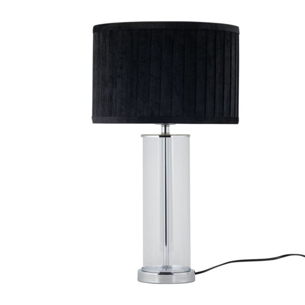 Aura - Chrome Table Lamp with Black Pleated Velvet Shade