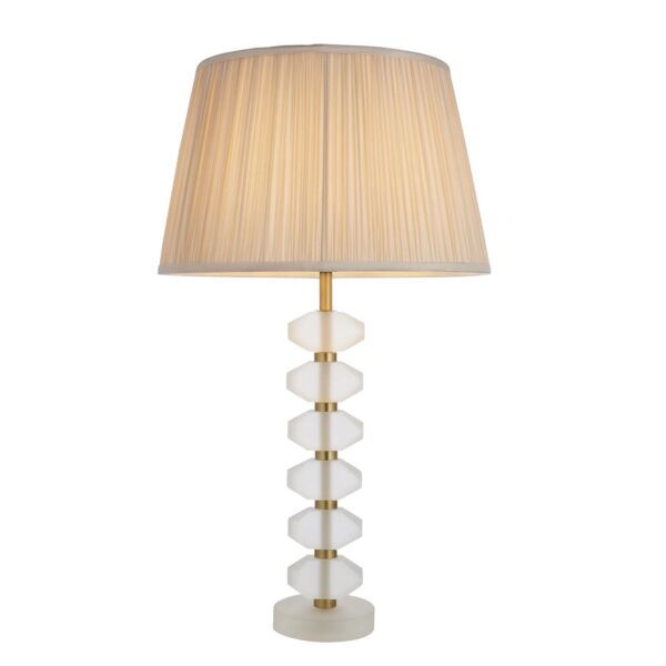 Endon Lighting - Annabelle - 98345 - Frosted Crystal Glass Oyster Table Lamp With Shade