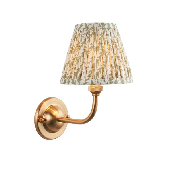 Endon Lighting - Dome Arc & Leaf 16cm - 115590 - Aged Brass Green Wall Light