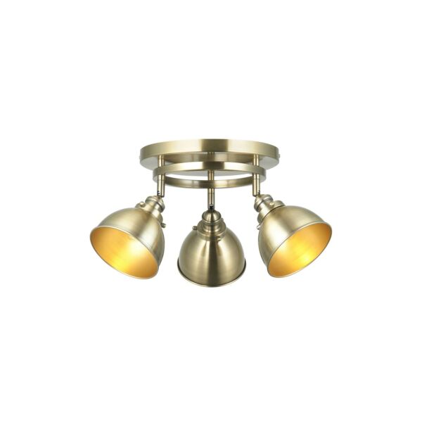 Endon Lighting - Wyatt - 96802 - Antique Brass 3 Light Ceiling Spotlight