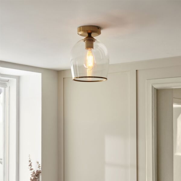 Endon Lighting - Ashcroft - 120622 - Aged Brass Clear Glass Flush Ceiling Light