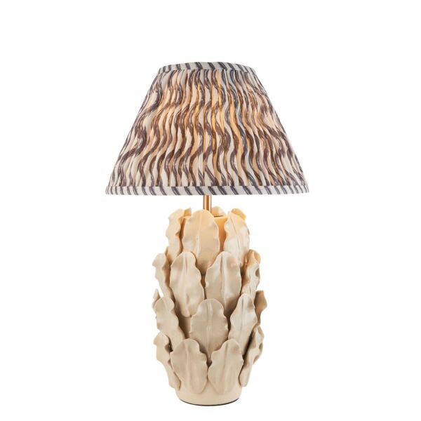 Endon Lighting - Layered Leaf & Ripple 30cm - 116431 - Cream Crackle Aged Brass Grey Ceramic Table Lamp With Shade