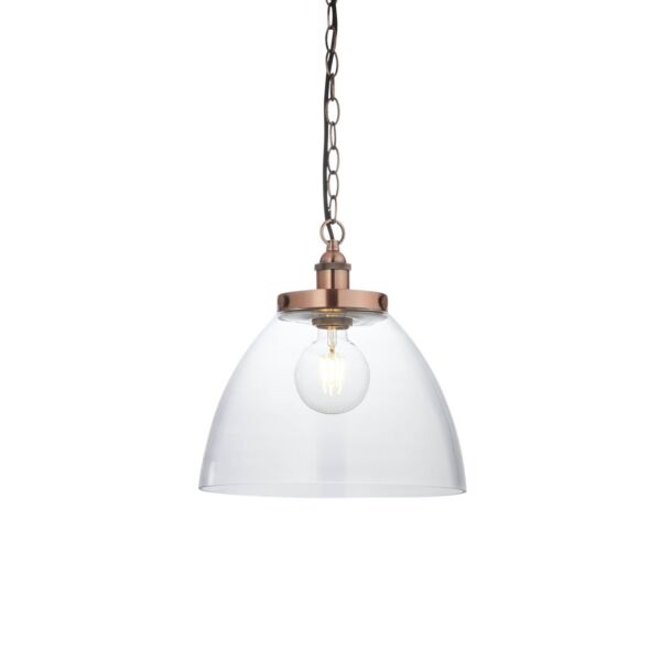 Endon Lighting - Hansen Grand - 106895 - Aged Copper Clear Glass Ceiling Pendant Light